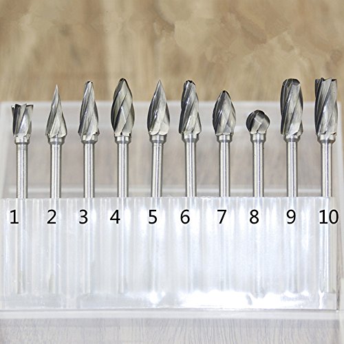 New 10 Pieces Tungsten Carbide Rotary Burr SET 1/8” Shank Fit Dremel Tools for DIY Woodworking, Carving, Engraving, Drilling