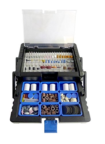 LINE10 500pc Rotary Tool Accessories Kit in Cantilever Case
