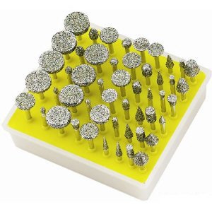 50 Diamond Burs w/ Mandrels Tool Bits for Dremel NIB