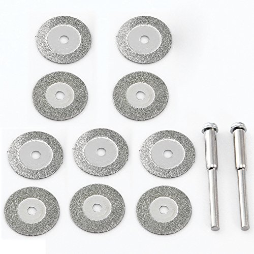 10pc 18mm Diamond Cutting Off Disc Wheels 2 Mandrel For Dremel Rotary Tools