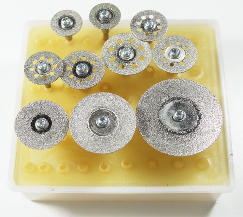 10pc Diamond Cut-off Wheels 1/8″ Shank GLASS ROCK LAPIDARY DISC SAW