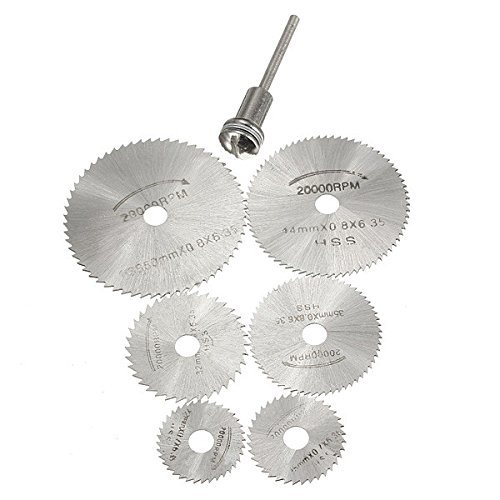 SOLOOP HSS Circular Saw Blades Cutting Discs & Mandrel for Rotary Tool Dremel(6pcs)