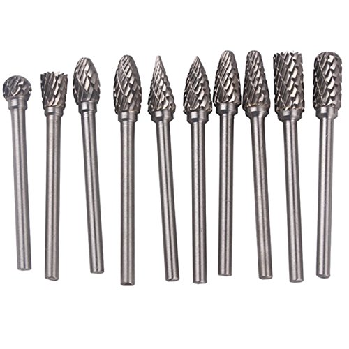 Shopping Mecca- 10 pieces Tungsten Carbide Rotary Burr Tungsten steel Carbide Burrs For Dremel Rotary Tool Drill Bit