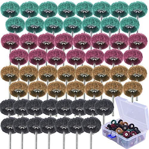 AUSTOR 60 Pieces 1 inch Abrasive Wheel Buffing Polishing Wheel Set 4 Grits Polishing Wheel with Free Box for Dremel Rotary Tool
